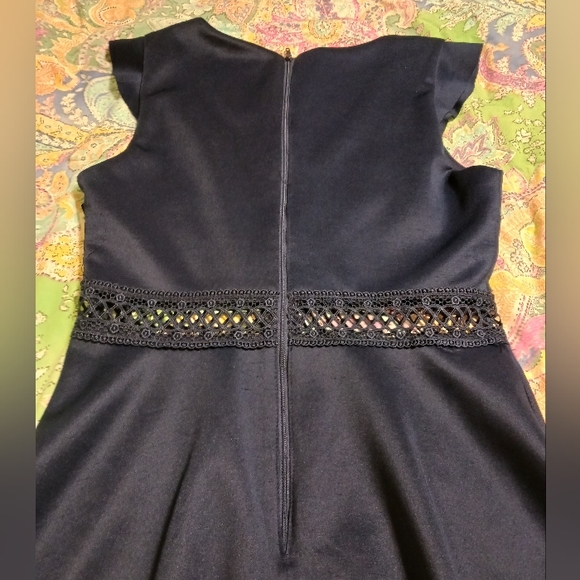 Sequin Hearts NWT Junior's Size 7 Blue Sleeveless Lace Waist Scallop Hem Dress - Picture 7 of 14